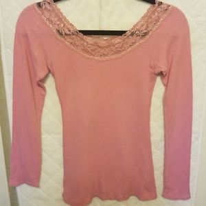 Derek Heart Pink Lacy Long Sleeve M Junior's